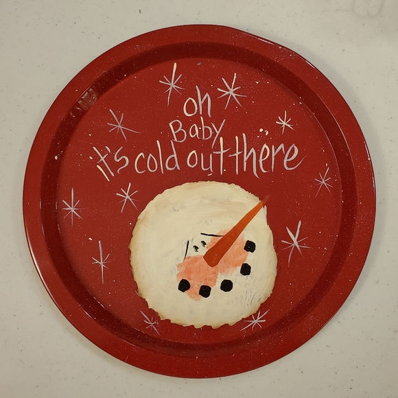 Other - 13" Baby it's Cold Out Handmade Tray Red Christmas Holiday Tin OOAK